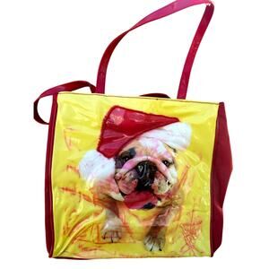 Vintage Bulldog Puppy Print Carrier tote shoulder bag